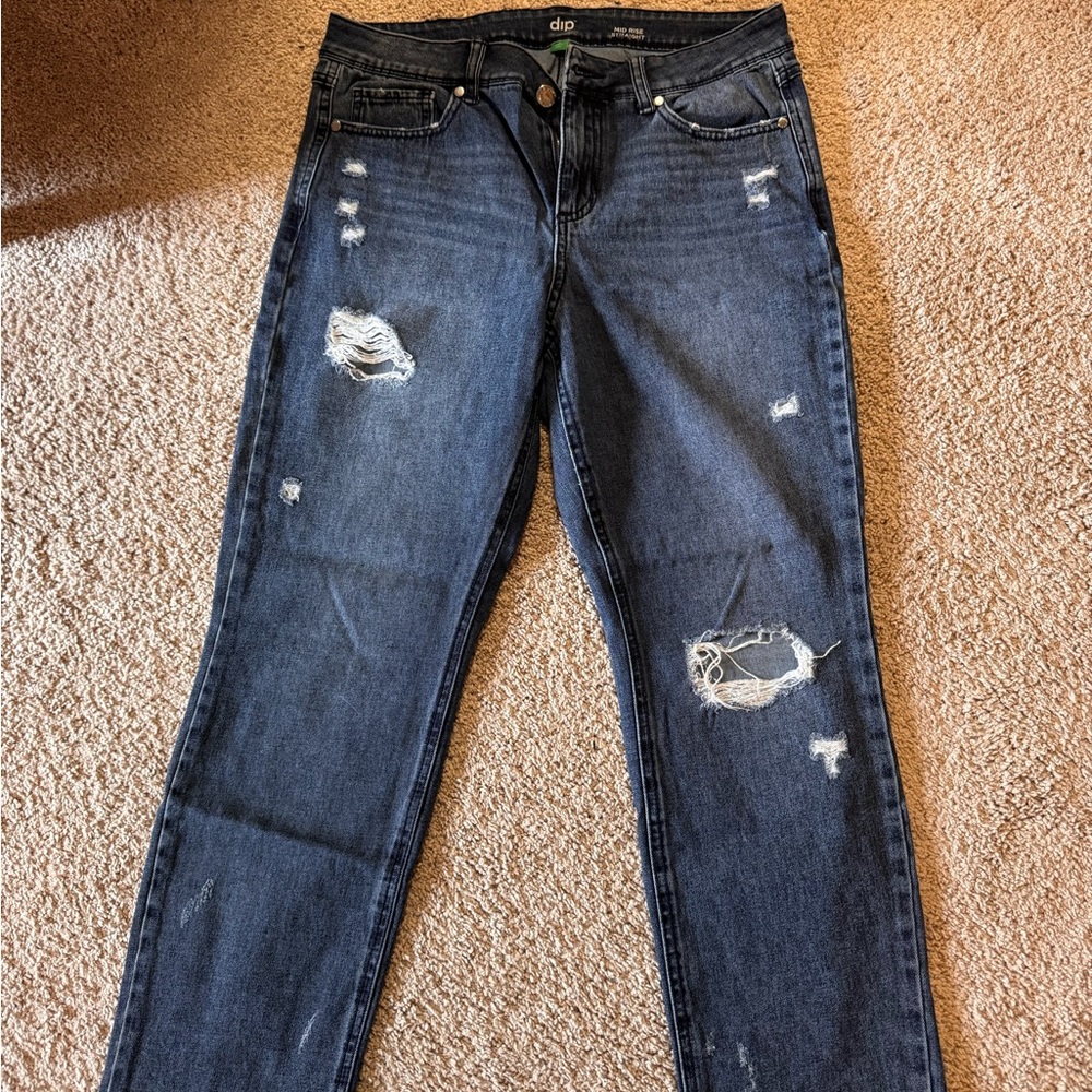 dip Women's Ripped Dark Blue Skinny Jeans